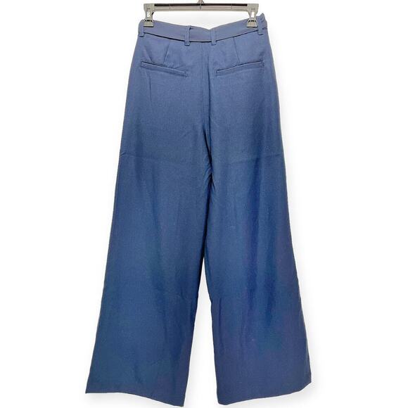 ModCloth NWT High Rise Belted Tie Wide Leg Pants Pull On Navy Blue Women's Sz 2 - Picture 3 of 6